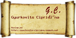 Gyurkovits Cipriána névjegykártya